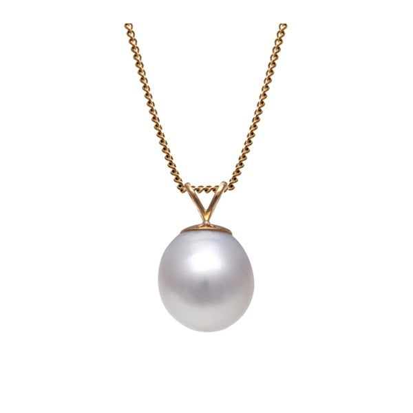 Zlatý náhrdelník s bielou perlou GemSeller Carst