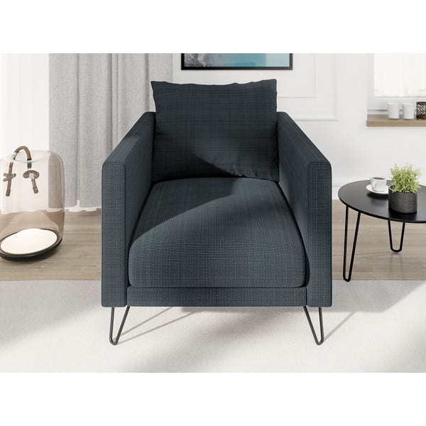 Tmavosivé ženilkové kreslo Freya – Ropez-image-1