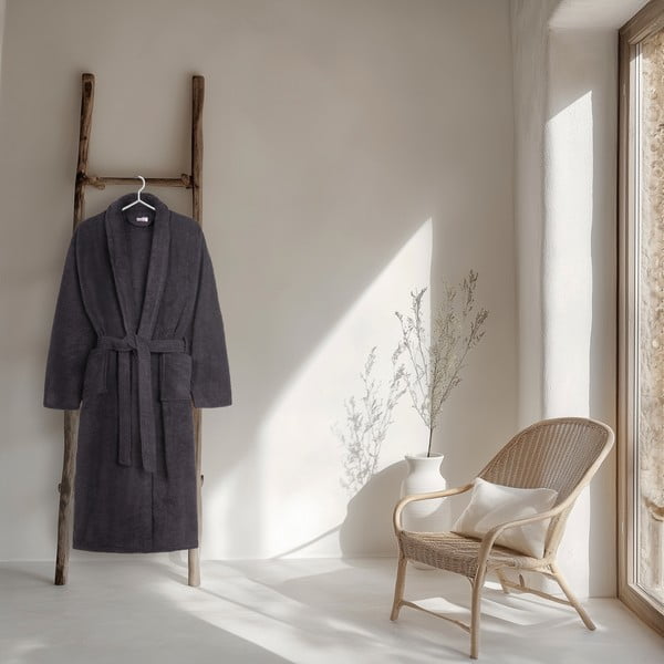 Antracitovosivý bavlnený župan veľkosť XL/XXL Terry – HIP-image-1