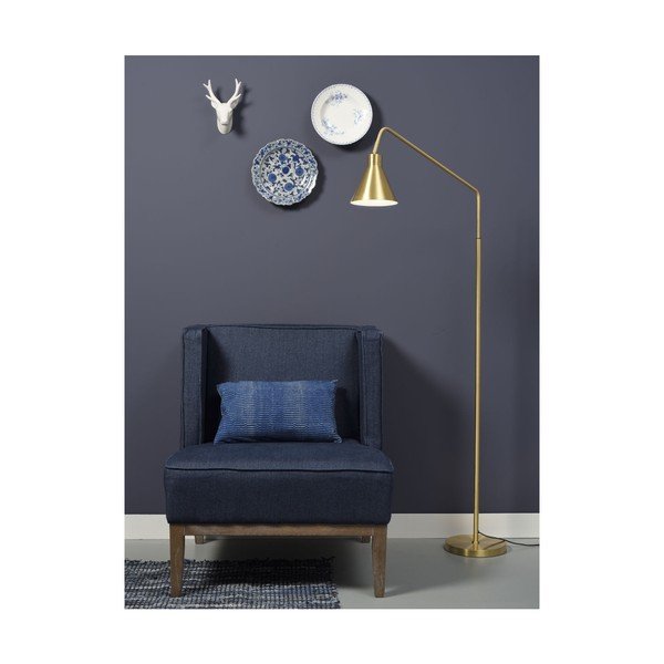 Stojacia lampa s kovovým tienidlom v zlatej farbe (výška 153 cm) Lyon – it's about RoMi-image-1