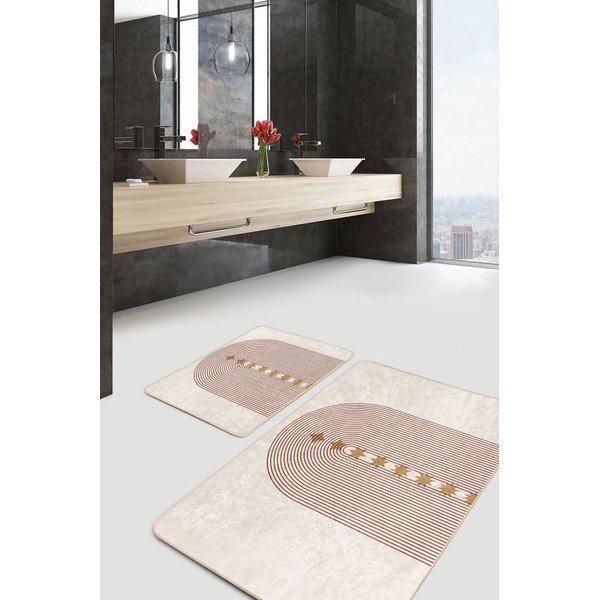 Béžové zamatové kúpeľňové predložky v súprave 2 ks 60x100 cm – Mila Home-image-2