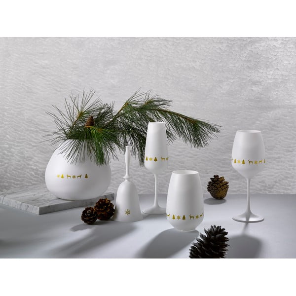 Biely sklenený vianočný zvonček Crystalex Nordic Vintage, výška 17,9 cm-image-2