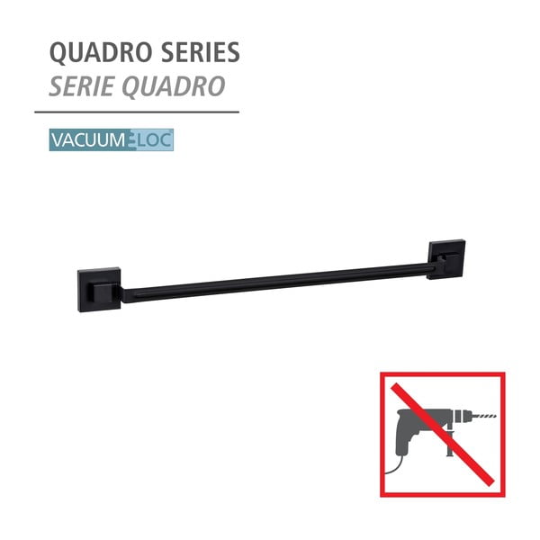 Čierny samodržiaci držiak na uteráky z nehrdzavejúcej ocele Quadro – Wenko-image-4