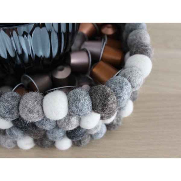 Sivo-biely guľôčkový vlnený úložný košík Wooldot Ball Basket, ⌀ 28 cm-image-2