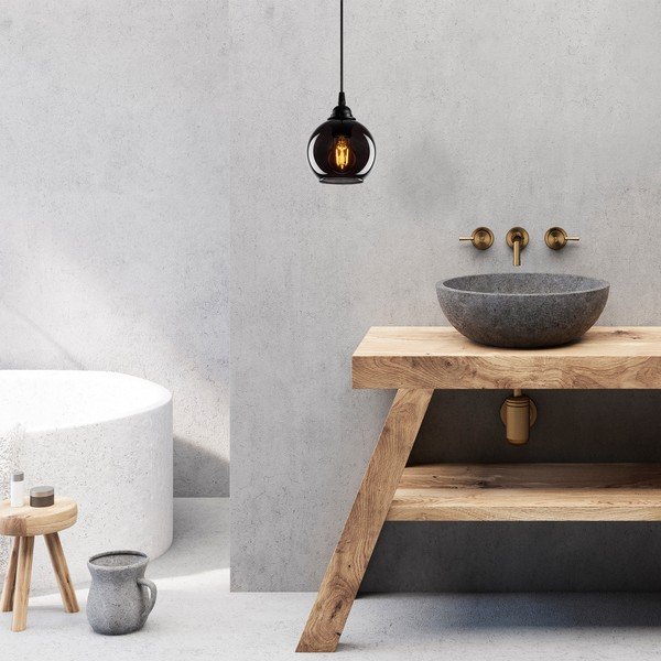 Čierne závesné svietidlo so skleneným tienidlom ø 15 cm Smoked – Opviq lights-image-3