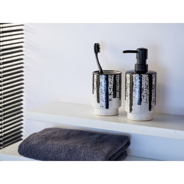 Čierno-biely keramický dávkovač mydla 340 ml Subiza – Wenko-image-1
