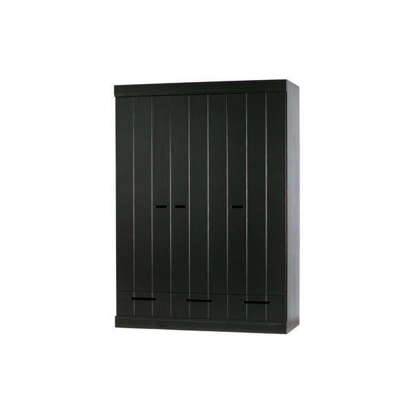 Čierna šatníková skriňa s konštrukciou z borovicového dreva WOOOD Connect, šírka 140 cm-image-2