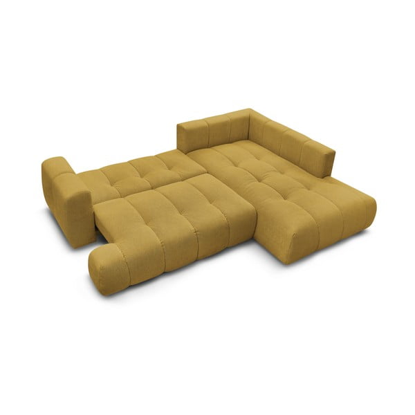 Rozkladacia/s úložným priestorom rohová pohovka v horčicovej farbe (pravý roh/do L) Fuji – Bobochic Paris-image-4