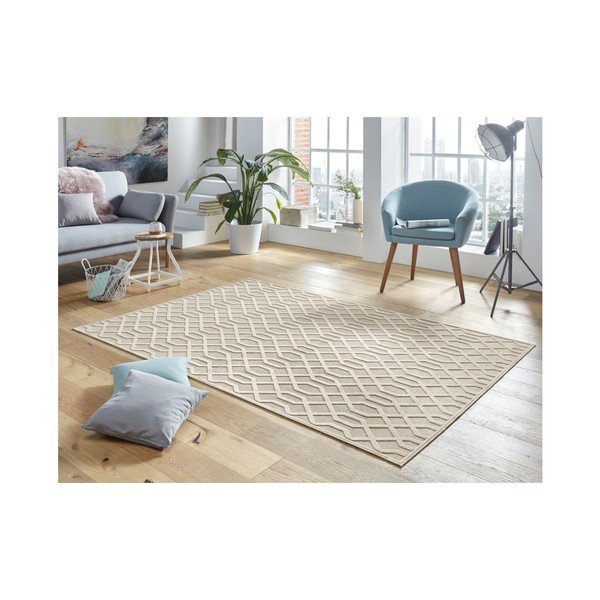Krémovobiely koberec z viskózy Mint Rugs Caine, 160 × 230 cm-image-1