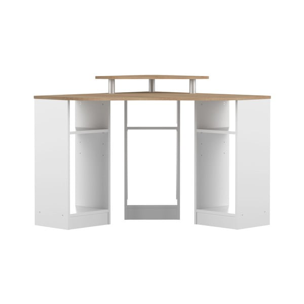 Hnedo-biely rohový pracovný stôl TemaHome Corner