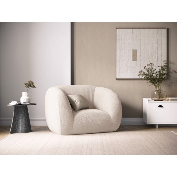 Krémové kreslo z textílie buklé Essen – Cosmopolitan Design-image-1