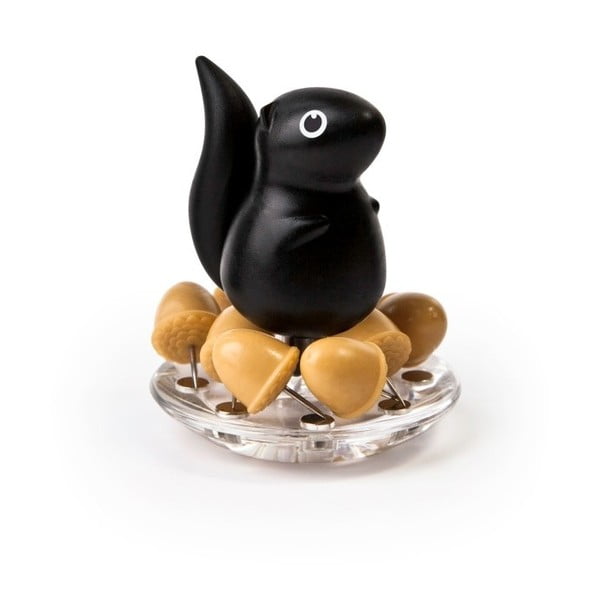 Čierny stojan s pripináčikmi Qualy Squirrel & Acorn