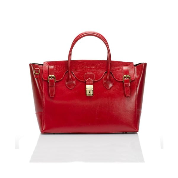 Červená kožená kabelka Lisa Minardi Pomona