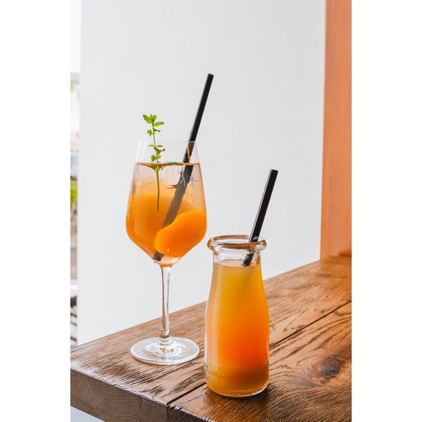 Sada 6 čiernych sklenených slamiek na pitie Vialli Design, dĺžka 20 cm-image-3