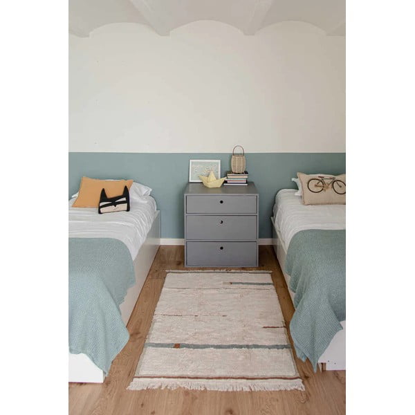 Modro-krémový prateľný ručne tkaný bavlnený koberec 140x200 cm Lanes Vintage Blue – Lorena Canals-image-1