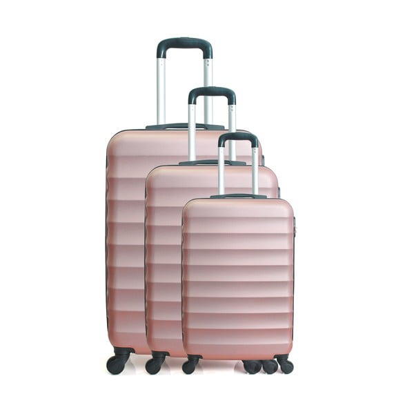 Sada 3 ružových cestovných kufrov na kolieskach Hero Jakarta