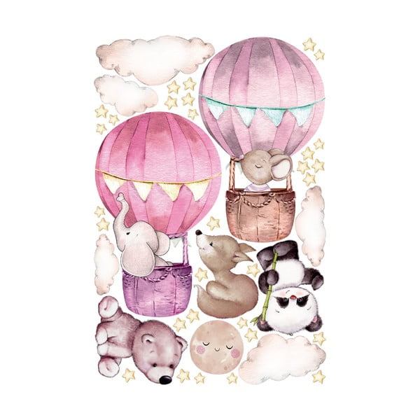 Ružové detské samolepky na stenu Ambiance Balloons and Stars-image-2