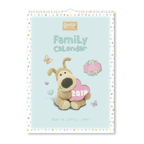 Nástenný rodinný kalendár na rok 2018 s lepiacimi papierikmi Portico Designs Boofle, A3
