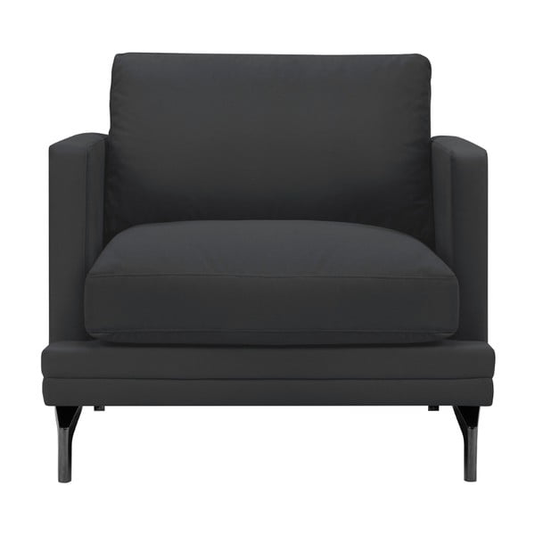 Tmavosivé kreslo s podnožou v čiernej farbe Windsor & Co Sofas Jupiter
