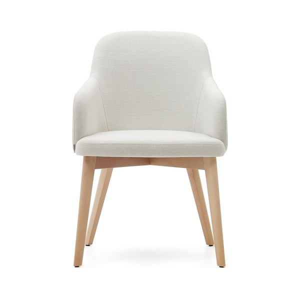 Krémovobiele čalúnené jedálenské kreslo s podrúčkami Nelida – Kave Home-image-2