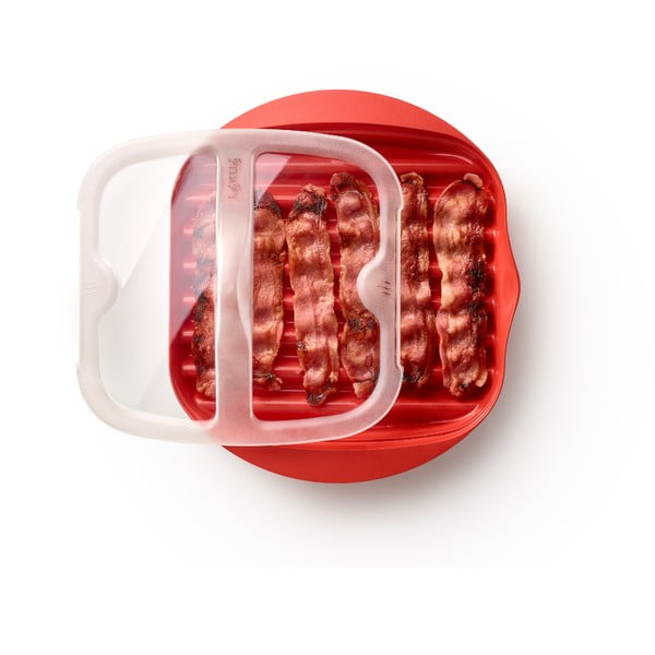 Červená plastová nádoba na prípravu slaniny Lékué Bacon-image-1