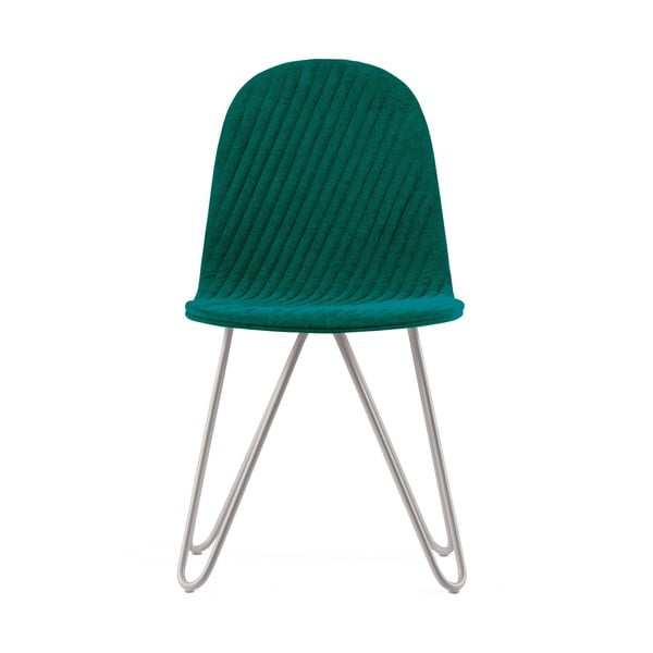 Tyrkysová stolička s kovovými nohami IKER Mannequin X Stripe