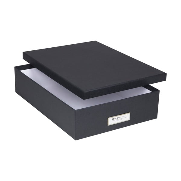 Tmavosivý úložný box s menovkou na dokumenty Bigso Box of Sweden Oskar, veľkosť A4-image-3