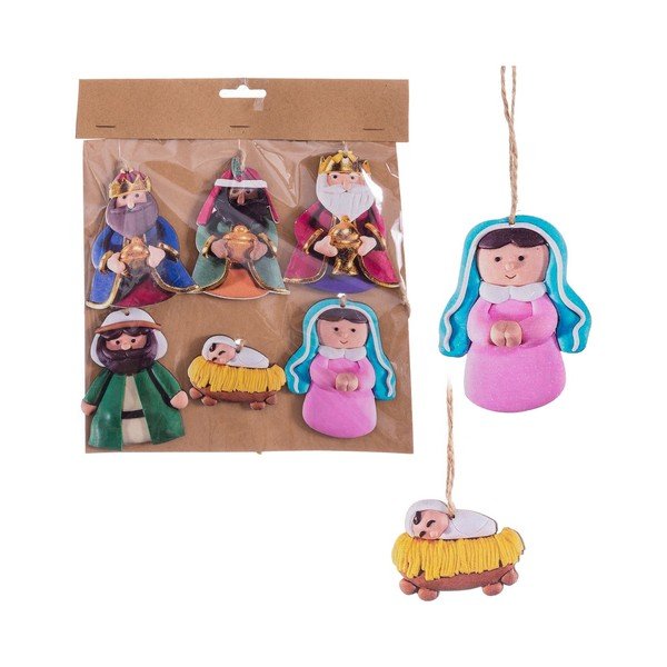 Drevené vianočné ozdoby v súprave 6 ks 9 cm Nativity – Casa Selección