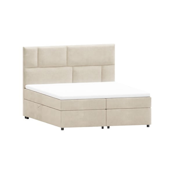 Béžová boxspring posteľ s úložným priestorom 200x200 cm Lola – Ropez