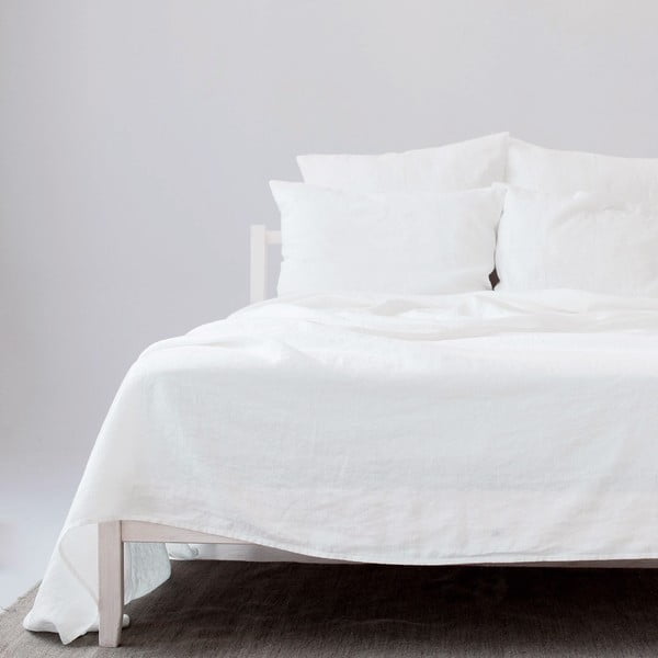 Biela plachta s prímesou ľanu 230x270 cm – Linen Tales-image-2