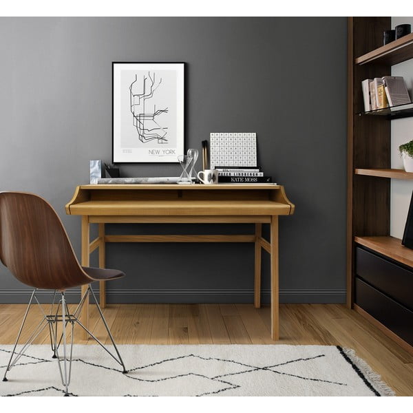 Pracovný stôl v dekore duba so sekretárom 44x115 cm Carteret – Woodman-image-1