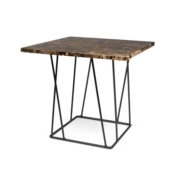 Hnedý mramorový konferenčný stolík s čiernymi nohami TemaHome Heli×, 50 cm-image-1