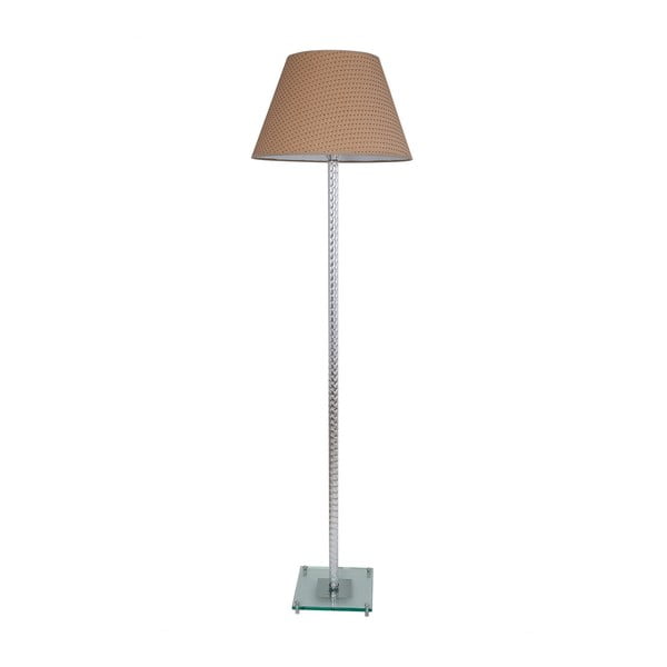 Voľne stojacia lampa s béžovým tienidlom a stojanom v striebornej farbe Dora