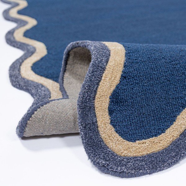 Tmavomodrý ručne tkaný koberec s prímesou vlny 160x230 cm Rivo Wool – Flair Rugs-image-2