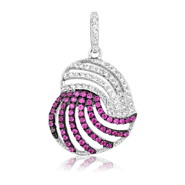 Strieborný prívesok s červenými a bielymi zirkónmi Swarovski Elements Crystals Heart