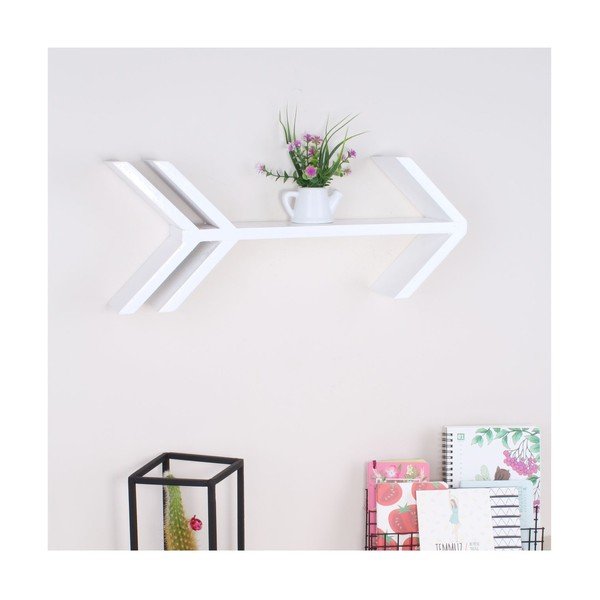 Biela drevená nástenná polička North Carolina Scandinavian Home Decors Fleche