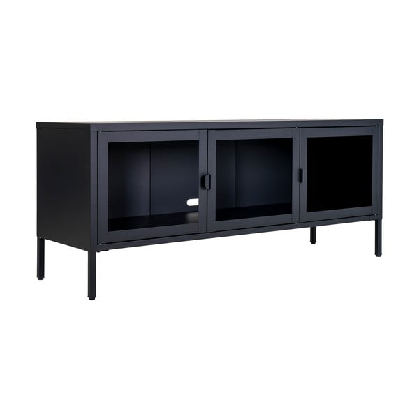 Čierny kovový TV stolík 130x55 cm Brisbane – House Nordic-image-2