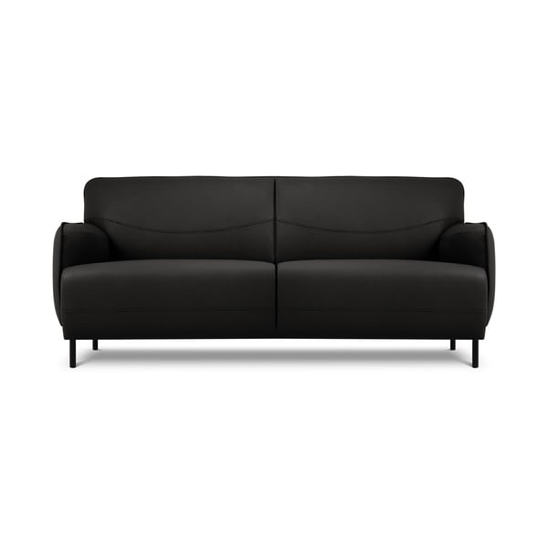 Čierna kožená pohovka Windsor & Co Sofas Neso, 175 x 90 cm
