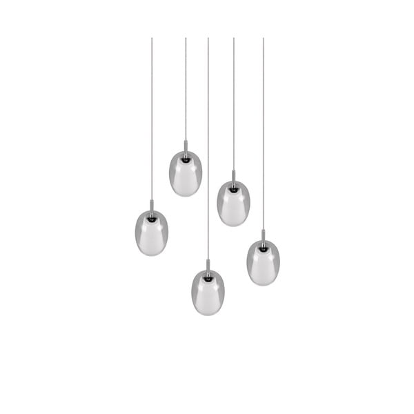 Závesné svietidlo so skleneným tienidlom ø 48 cm v striebornej farbe Barret – Trio Select-image-1