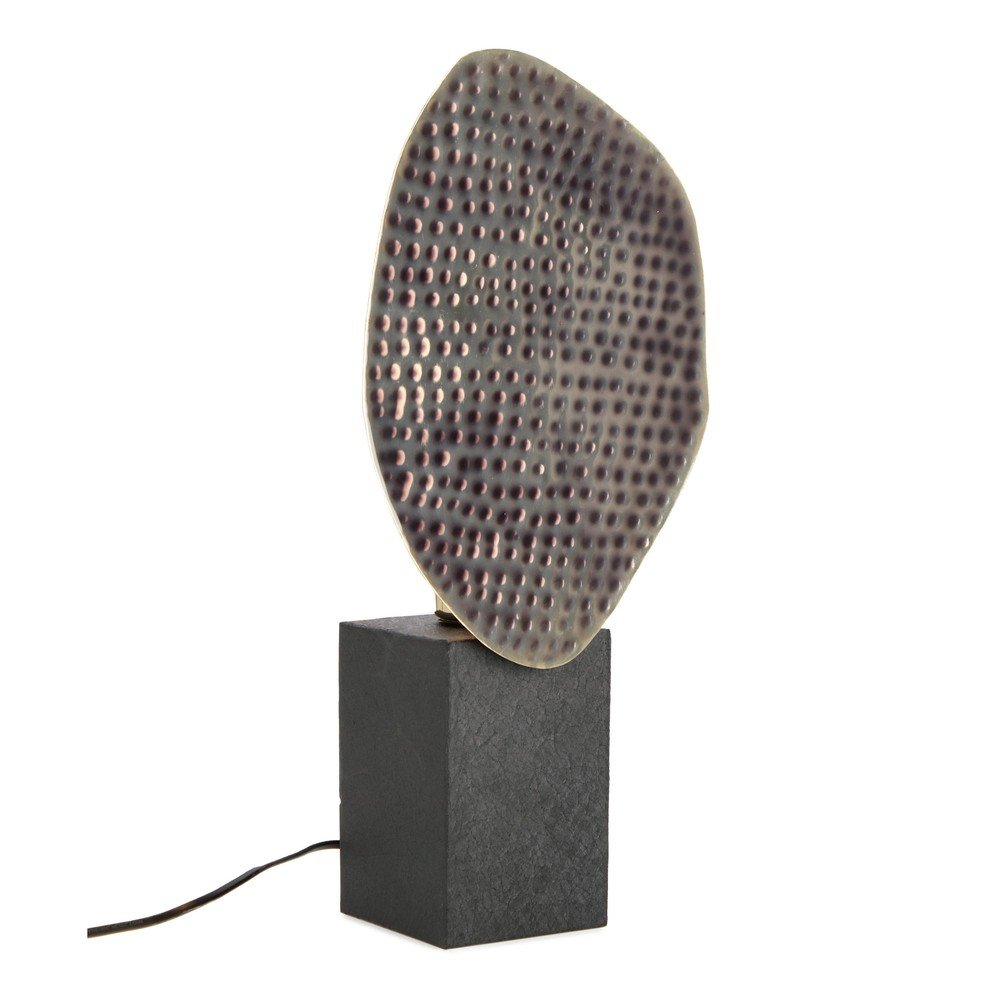 E-shop Antracitová kovová stolová lampa s kovovým tienidlom (výška 46 cm) Neev – Bizzotto