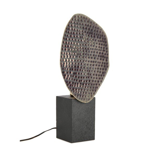 Antracitová kovová stolová lampa s kovovým tienidlom (výška  46 cm) Neev – Bizzotto