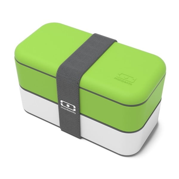 Zeleno-biely obedový box Monbento Original