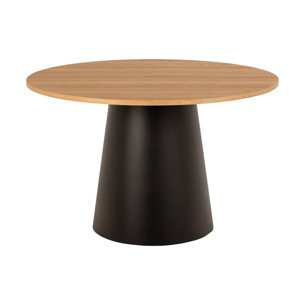 Čierno-prírodný okrúhly jedálenský stôl s doskou v dubovom dekore ø 120 cm Soli – Actona