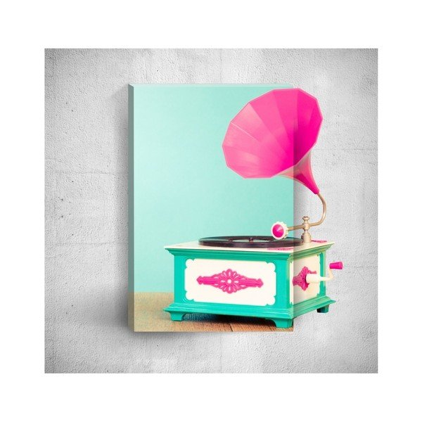Nástenný 3D obraz Mosticx Pink Gramophone, 40 × 60 cm