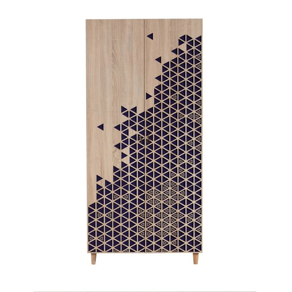 Dvojdverová šatníková skriňa Stil Geometry Blue, 90 × 192 cm
