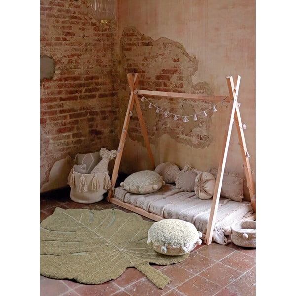Kaki prateľný ručne tkaný bavlnený detský koberec 120x180 cm Monstera Olive – Lorena Canals-image-3