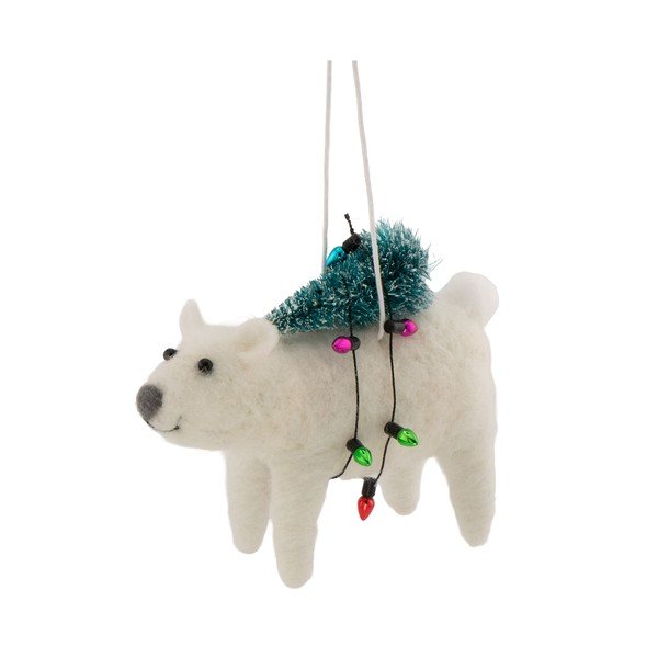 Textilná vianočná ozdoba 12 cm Polar Bear with Christmas Lights – Sass & Belle