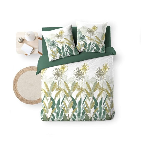 Biele/zelené bavlnené obliečky na dvojlôžko/predĺžené 240x220 cm Otika – douceur d'intérieur-image-4