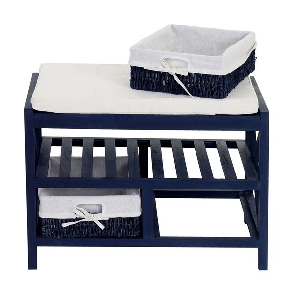 Modrá skrinka na topánky s lavicou Mendler Shabby-image-2
