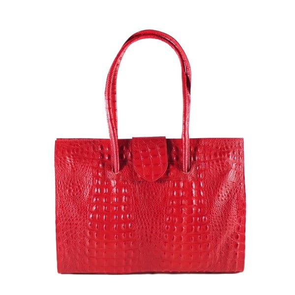 Červená kožená kabelka Luciano Calboni Luisa